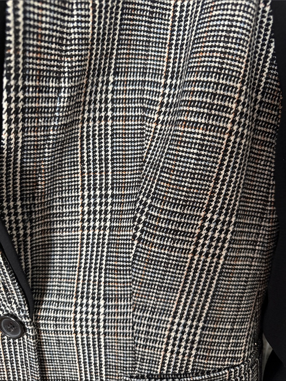 DKNY Black and Gray Plaid Longline Blazer with Black Sleeves size 4 - Picture 3 of 4